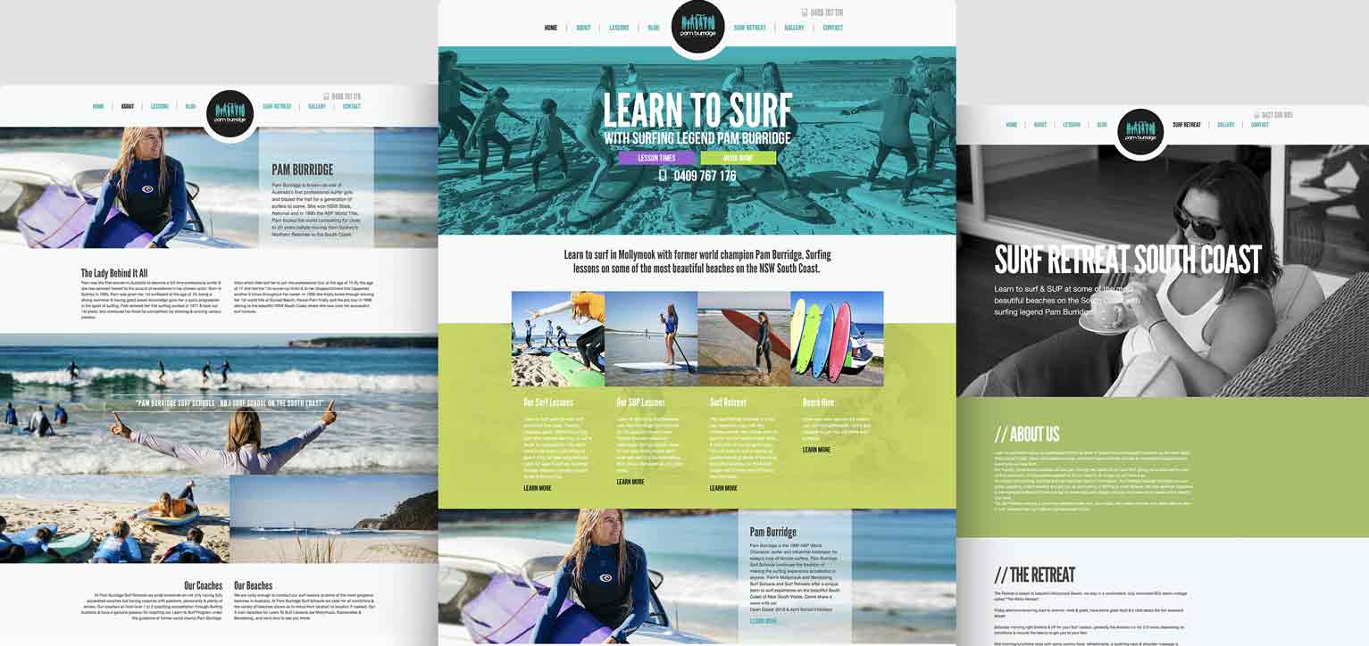 Pam Burridge Surf Schools - a project by Ulladulla Web Design